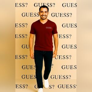 Guess Burgundy V-Neck Tee